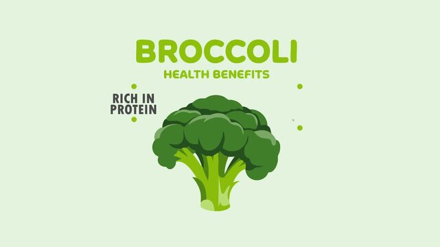 Broccoli health benefits infographic vector animation illustration