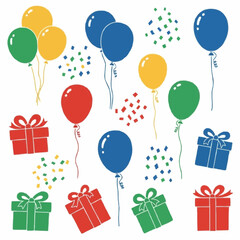 gift boxes and balloons