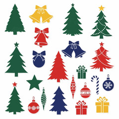 Christmas Trees Bells Stars Ornaments Set