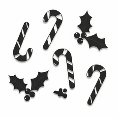 Candy Canes Holly Berries Set