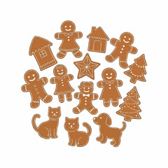 Gingerbread Characters Doodle Set