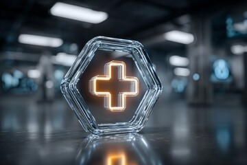 Virtual healing: the evolution of medical technology networks. Empty space. Subtle variations in medical networks on modern hospital screens. Large format. Blank background.