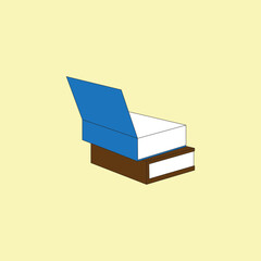 Stack of books with an open book on top vector illustration. Education, knowledge, and academic concept