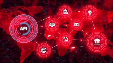 Api integration global network connecting business with digital technology