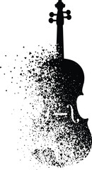 Abstract Dissolving Violin Silhouette in Black and White Music Representation Art