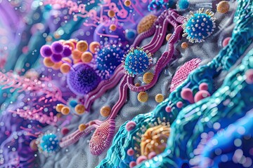 Obraz premium Microscopic cross-section of human tissue showing detailed cellular structure