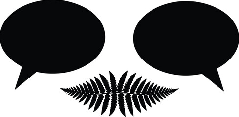 Fern Frond in Conversation Speech Bubbles Creative Design Concept Illustration Minimalist