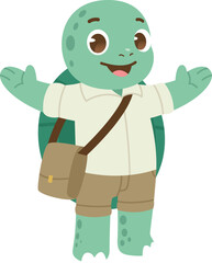 cute turtle character in a welcome pose