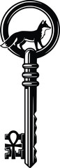 Ornate Key Design Featuring a Fox and Ankh Symbol Depicting History and Mystery