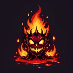 Terrifying devil engulfed in vibrant flames, perfect for edgy designs, Halloween promotions, or dark fantasy projects needing a touch of infernal power