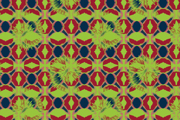 A complex Vibrant Jewel grid pattern, best suited for striking festival wear or unique art prints.