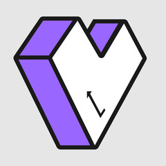 Geometric Heart Shape. Modern geometric heart illustration constructed from angular shapes in minimal vector style for romance themes and creative design assets