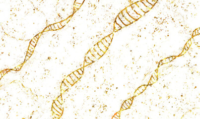 Abstract golden ribbons twisting on a speckled white background
