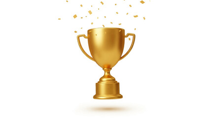 Shiny gold winner trophy cup award isolated on a white background for success and achievement