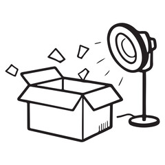 Open Cardboard Box with Light Shining On It.