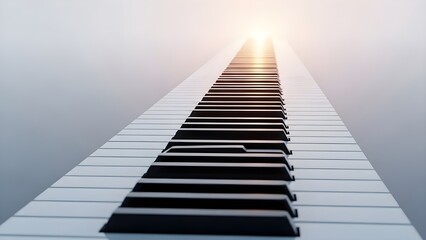 World Music Therapy Day: Piano Keys Pathway to Healing Light - Artistic Still-Life