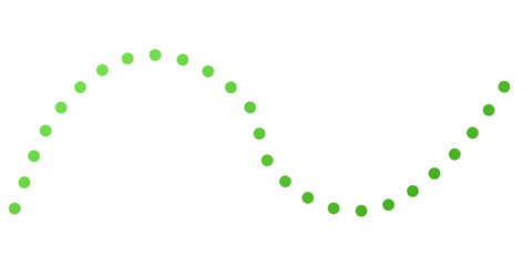 Abstract Green Dotted Wave Pattern Illustrating Data Trends, Growth, Fluctuation, and Digital Signals on a Clean White Background.