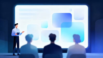 Generative AI presentation concept with abstract digital interface elements.