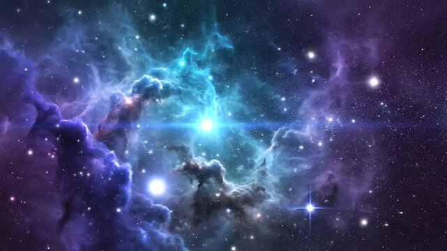 Cosmic nebula swirls vibrant space background with stars and colors