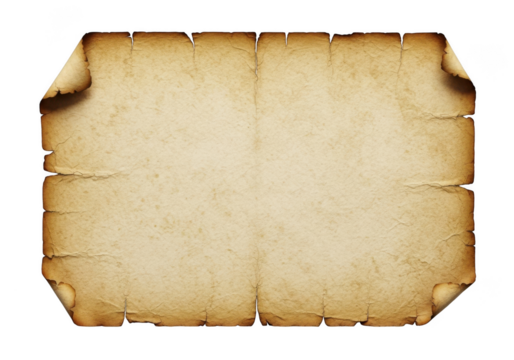 Old parchment paper isolated on transparent background