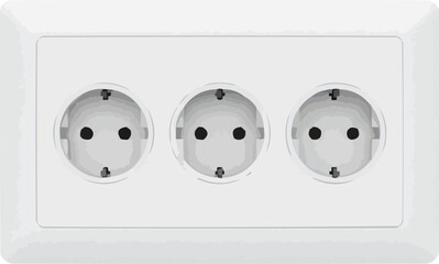 Modern triple electric socket outlet for power supply