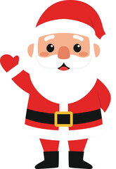 cute semi flat cartoon santa claus posing waving his hand