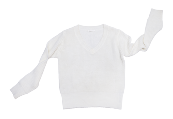 White warm women's sweater isolated on a transparent background. PNG.