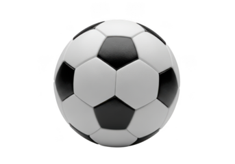 A classic black and white soccer ball, isolated on transparent background