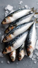 A pile of fish on a table with ice