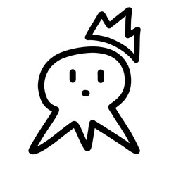 Line art octopus crown icon doodles