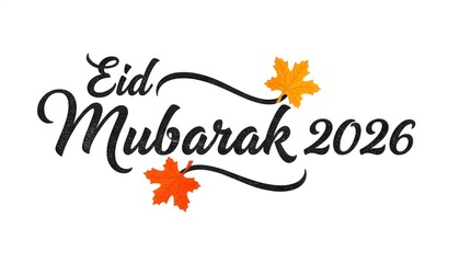 Eid mubarak 2026 greeting with floral accents for islamic holiday celebration