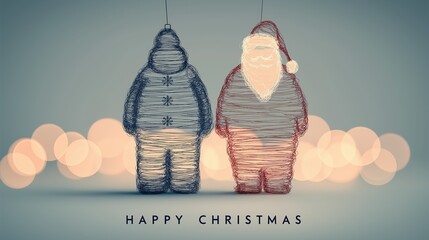 Generative AI, Minimalist Christmas Light-Trail Silhouette Background with Bokeh