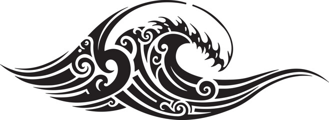 Fototapeta premium Tribal art wave illustration in black and white