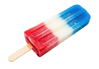 Red, white, and blue popsicle isolated on transparent background