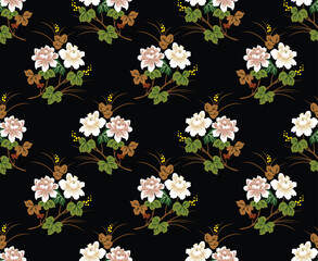 Japanese Luxury Bouquet Vector Seamless Pattern
