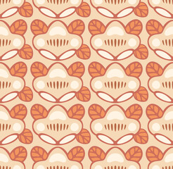 Japanese Round Flower Motif Vector Seamless Pattern