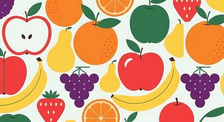 Vibrant Assortment of Fresh Fruits Pattern.