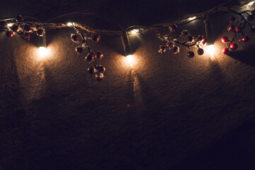 Christmas lights on dark background