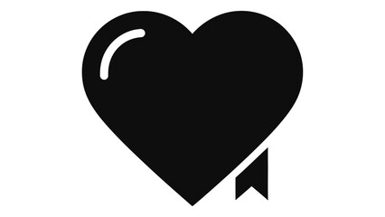 Black heart icon with bookmark tab symbolizing favorite, wishlist, love, like, interest, and engagement on digital platf