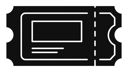 Black silhouette of a coupon ticket with a code area, representing discounts, offers, and redeemable vouchers.