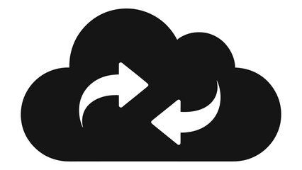 Cloud synchronization arrows icon showing data sync and backup process for digital storage and information exchange