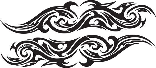 Fototapeta premium Bold and dynamic black tribal art design with intricate swirling patterns, perfect for decorative elements, graphic projects, or a powerful tattoo motif