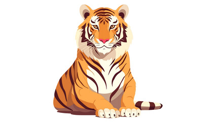 Sitting Tiger Front View Vector Illustration