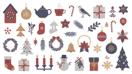 A collection of festive winter items is displayed.