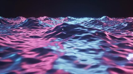 Seamless loop of bright neon liquid waves pulsating and refracting light across a vibrant undulating three-dimensional field pulsating, motion, waves