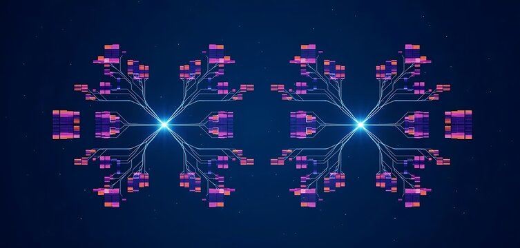 Futuristic Symmetrical Data Network with Mirrored Digital Circuit Trees