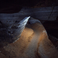 Blue Cave (Tham Luang) in Mae Sot, Tak Province, Thailand with Grayish-Blue Limestone Walls