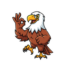 Cartoon Eagle Giving Thumbs up and Okay Gesture