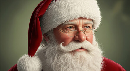 A Classic Portrait of Santa Claus, the Beloved Icon of Christmas Festivities and Joyful Giving