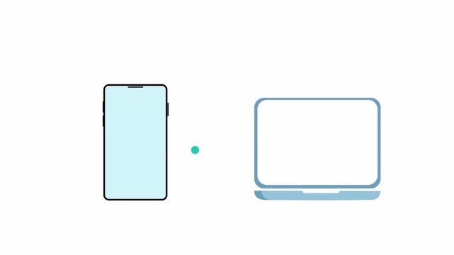 Smartphone Connecting Wirelessly to Laptop Computer Animation.